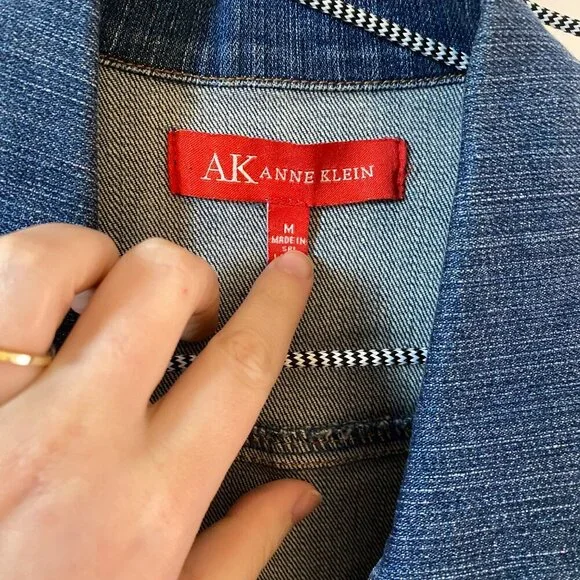 Vintage Anne Klein Women's Quarter Sleeve Eve Jacket Denim 100% Cotton - Picture 2 of 2